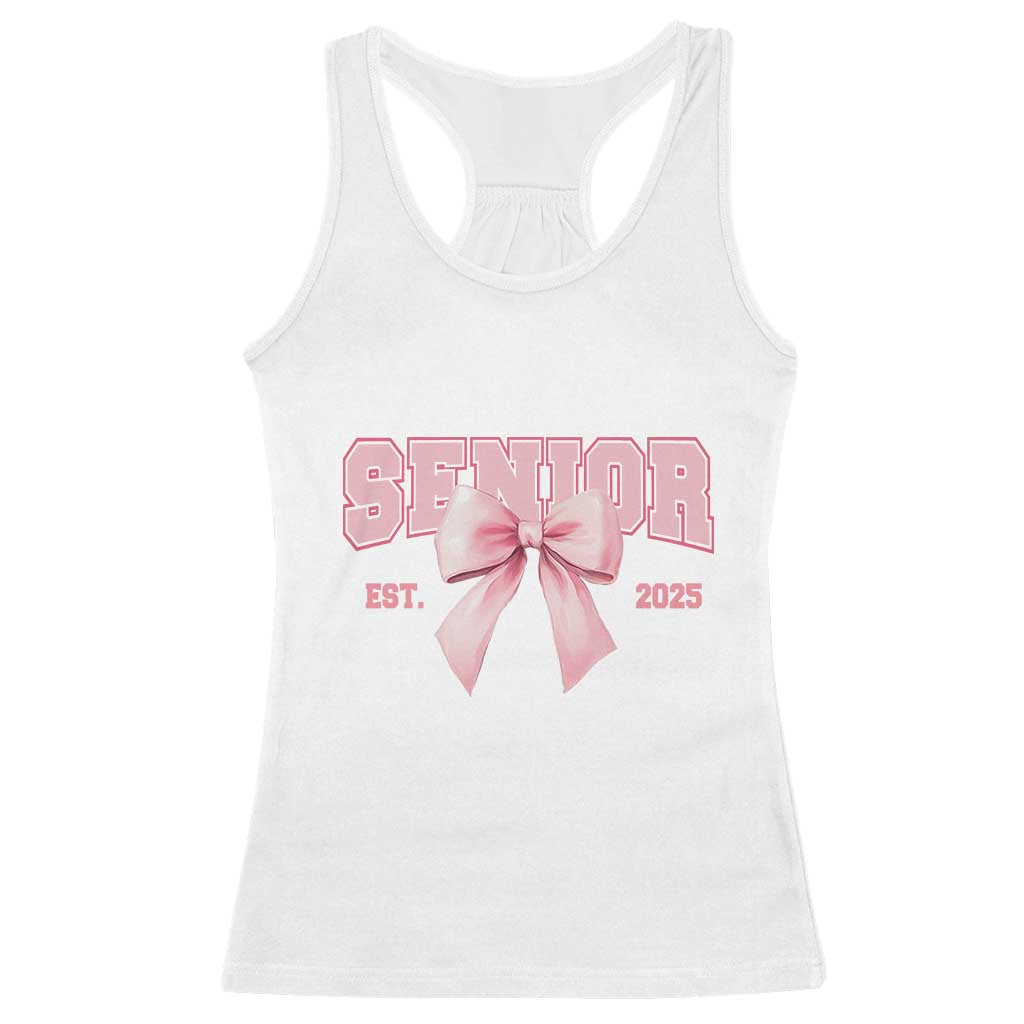 Funny Senior EST 2025 Graduation Coquette Racerback Tank Top