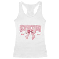 Funny Senior EST 2025 Graduation Coquette Racerback Tank Top