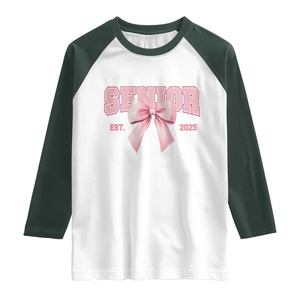 Funny Senior EST 2025 Graduation Coquette Raglan Shirt