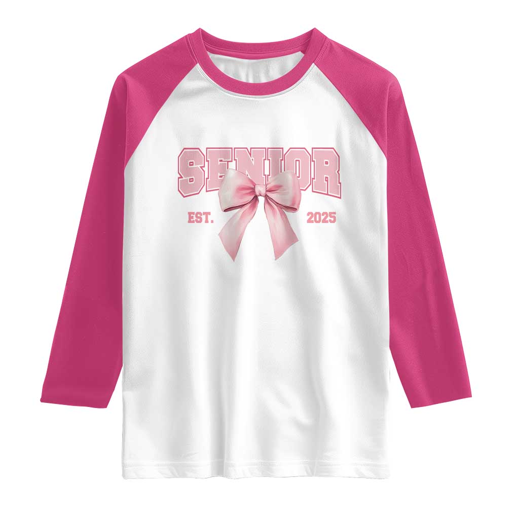 Funny Senior EST 2025 Graduation Coquette Raglan Shirt