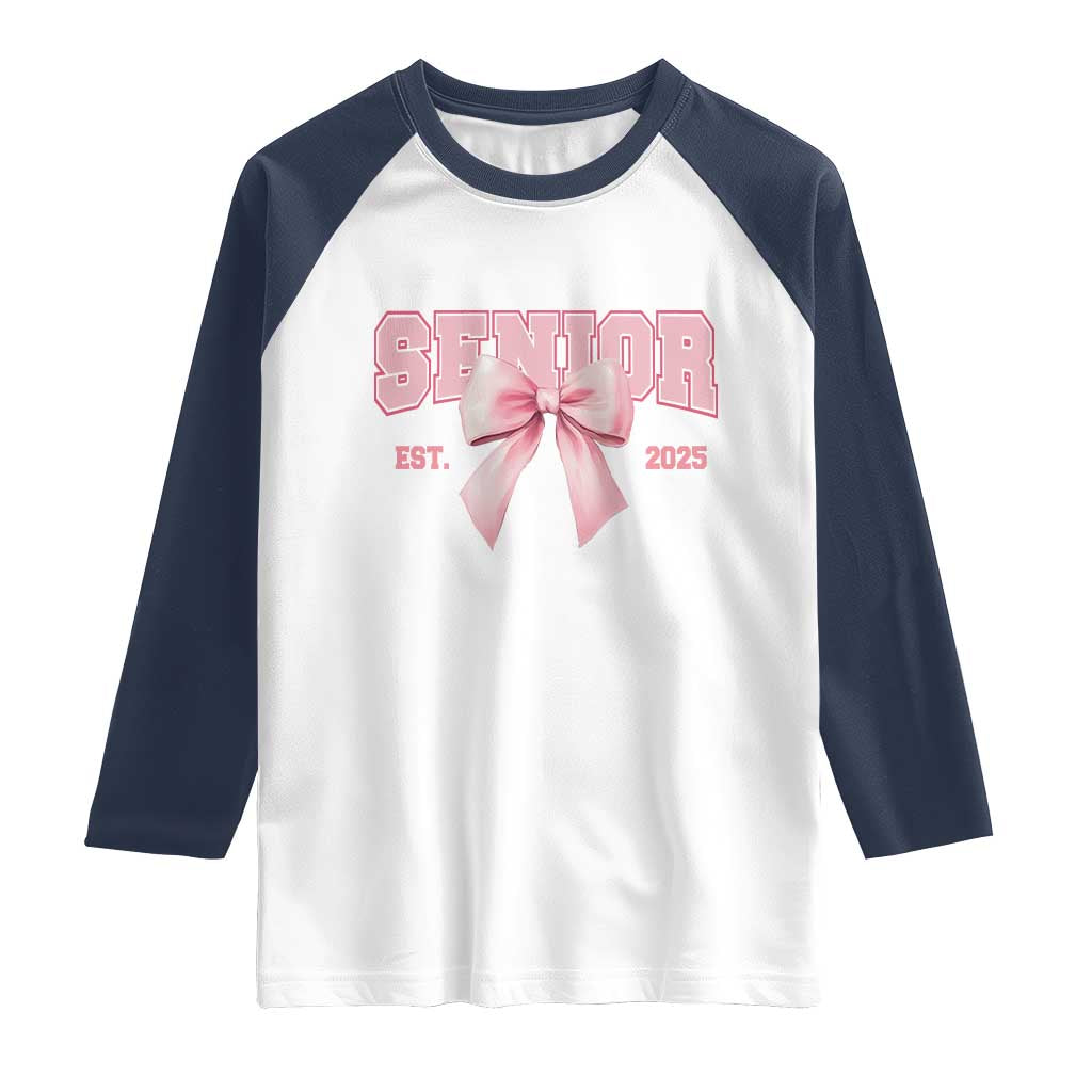 Funny Senior EST 2025 Graduation Coquette Raglan Shirt
