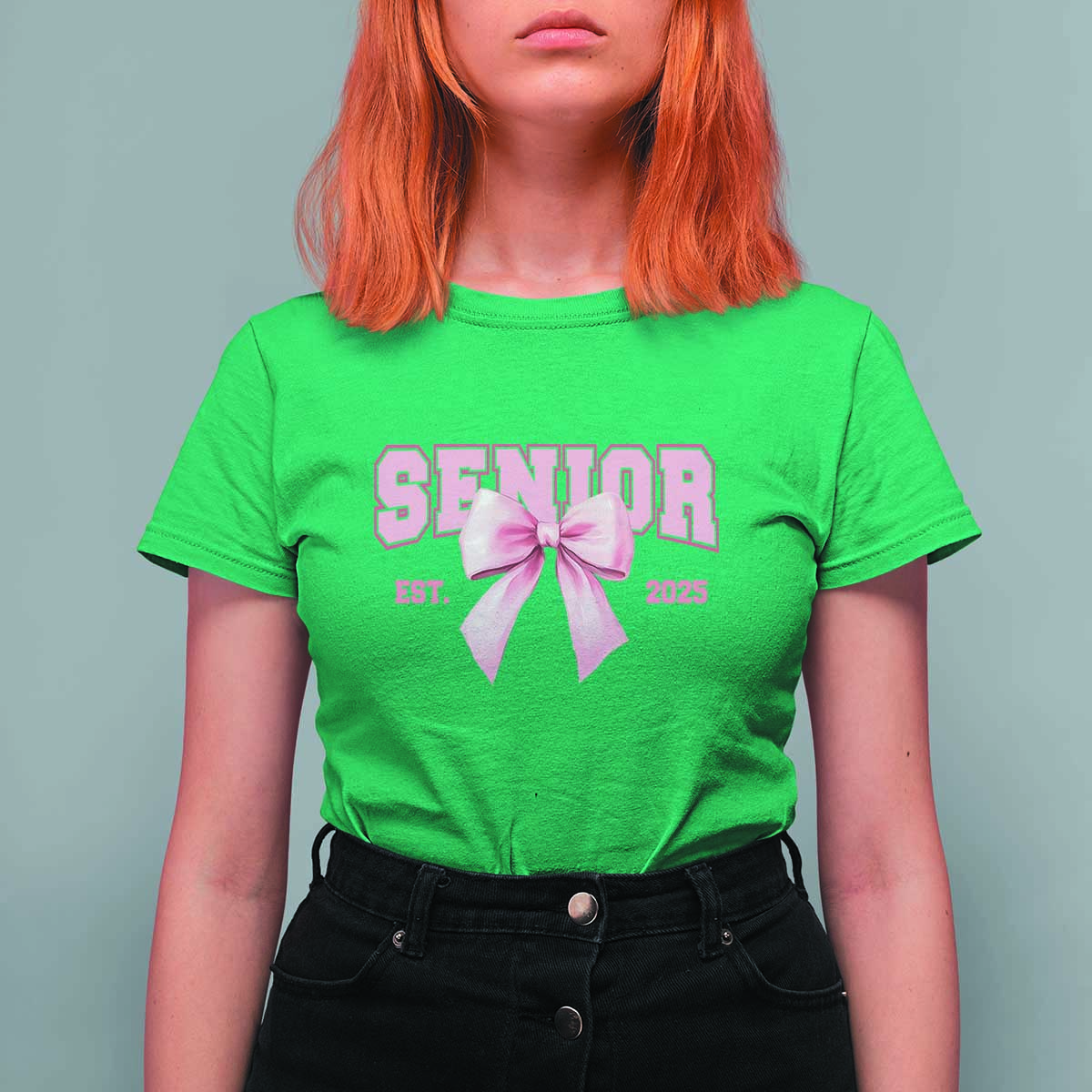 Funny Senior EST 2025 Graduation Coquette T Shirt For Women