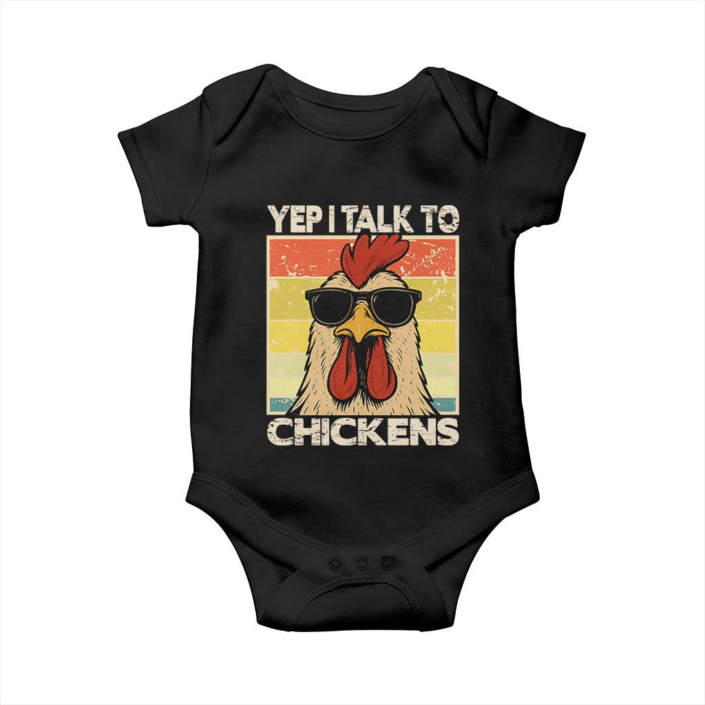 Funny Yep I Talk To Chickens Baby Onesie Chicken Buffs Farmyard Animal Lover
