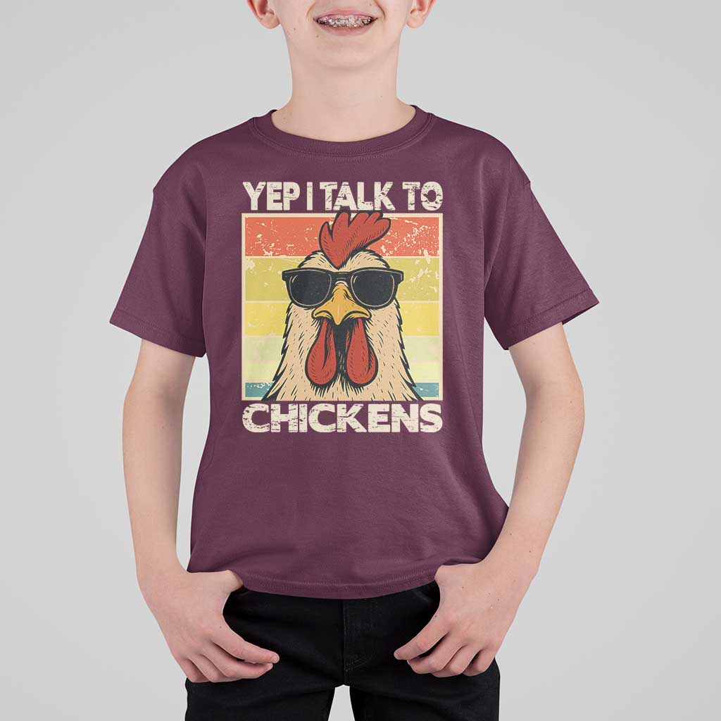 Funny Yep I Talk To Chickens T Shirt For Kid Chicken Buffs Farmyard Animal Lover