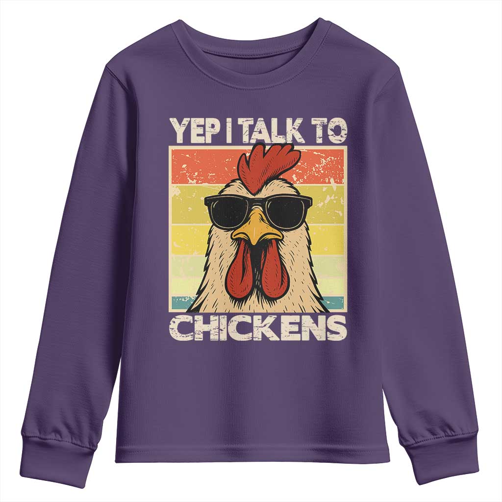 Funny Yep I Talk To Chickens Youth Sweatshirt Chicken Buffs Farmyard Animal Lover