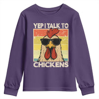 Funny Yep I Talk To Chickens Youth Sweatshirt Chicken Buffs Farmyard Animal Lover