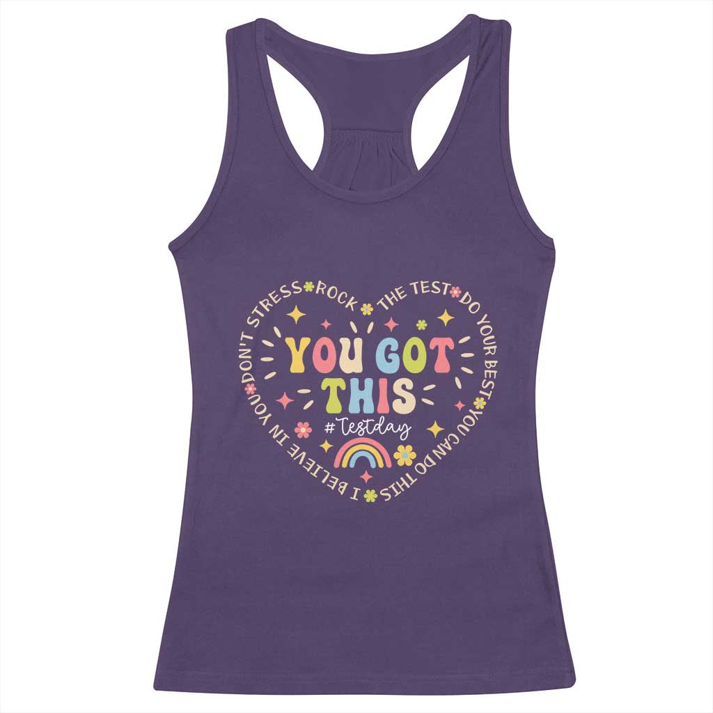 Funny Test Day You Got This Racerback Tank Top Testing Day Rock The Test Do Your Best Heart
