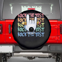 Funny Rock The Test Teacher Testing Day Spare Tire Cover Rock And Roll Hand Sign