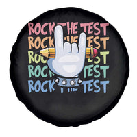 Funny Rock The Test Teacher Testing Day Spare Tire Cover Rock And Roll Hand Sign