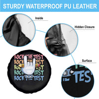 Funny Rock The Test Teacher Testing Day Spare Tire Cover Rock And Roll Hand Sign