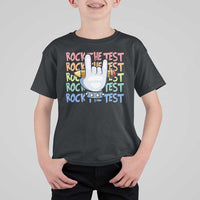 Funny Rock The Test Teacher Testing Day T Shirt For Kid Rock And Roll Hand Sign