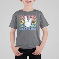 Funny Rock The Test Teacher Testing Day T Shirt For Kid Rock And Roll Hand Sign