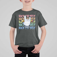 Funny Rock The Test Teacher Testing Day T Shirt For Kid Rock And Roll Hand Sign