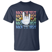 Funny Rock The Test Teacher Testing Day T Shirt Rock And Roll Hand Sign