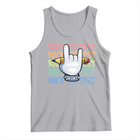 Funny Rock The Test Teacher Testing Day Tank Top Rock And Roll Hand Sign