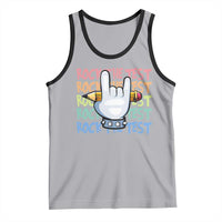 Funny Rock The Test Teacher Testing Day Tank Top Rock And Roll Hand Sign