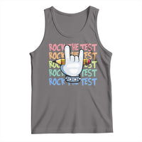 Funny Rock The Test Teacher Testing Day Tank Top Rock And Roll Hand Sign