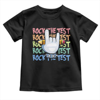 Funny Rock The Test Teacher Testing Day Toddler T Shirt Rock And Roll Hand Sign