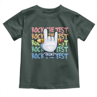 Funny Rock The Test Teacher Testing Day Toddler T Shirt Rock And Roll Hand Sign