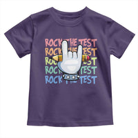 Funny Rock The Test Teacher Testing Day Toddler T Shirt Rock And Roll Hand Sign