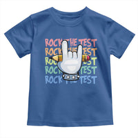 Funny Rock The Test Teacher Testing Day Toddler T Shirt Rock And Roll Hand Sign