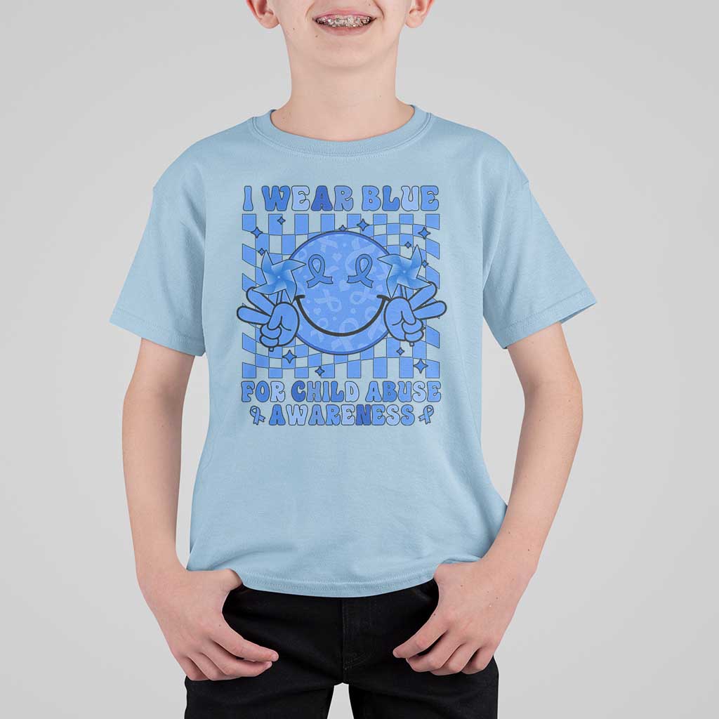 I Wear Blue For Child Abuse Awareness Month T Shirt For Kid