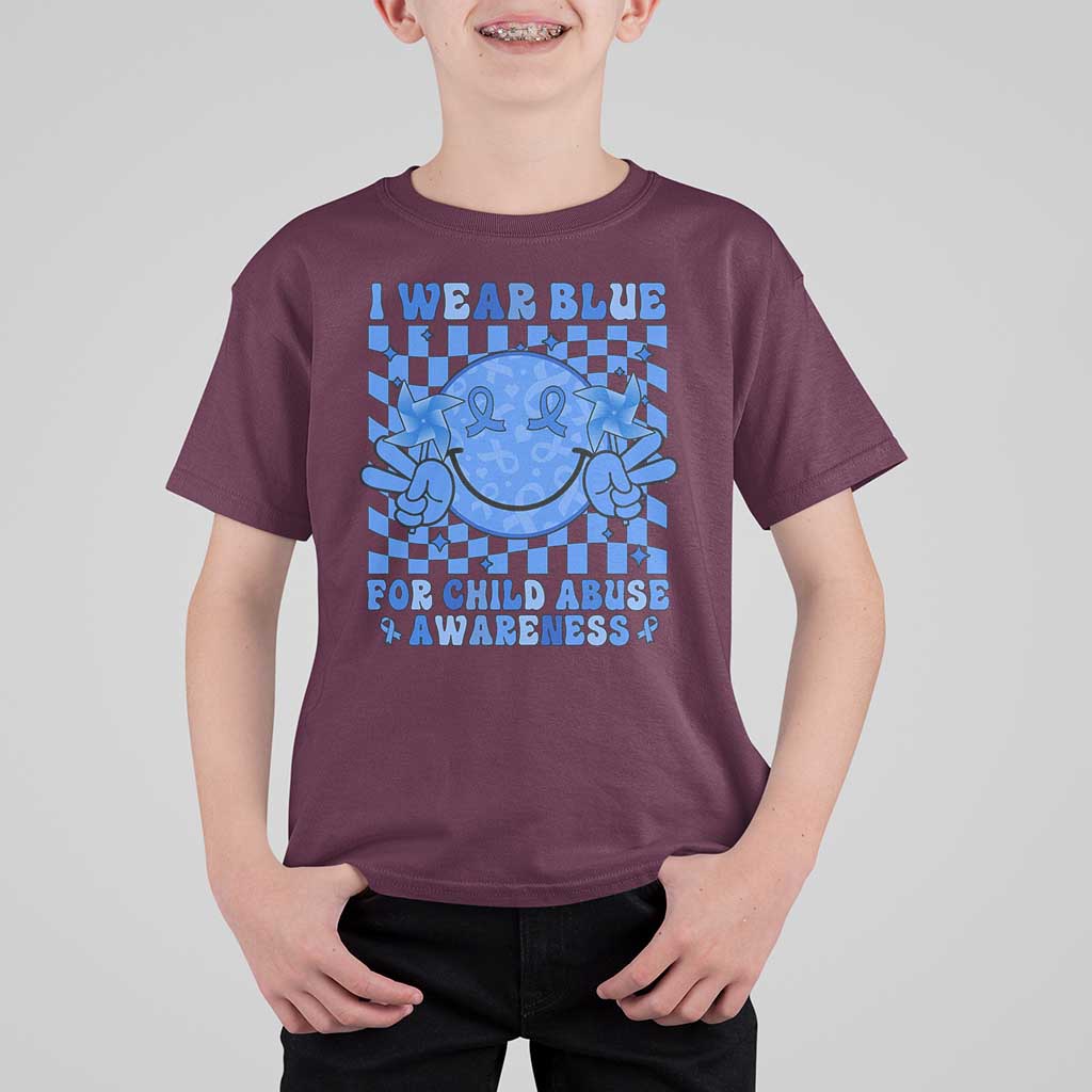 I Wear Blue For Child Abuse Awareness Month T Shirt For Kid