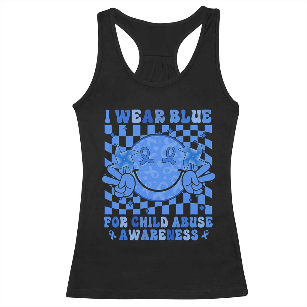 I Wear Blue For Child Abuse Awareness Month Racerback Tank Top