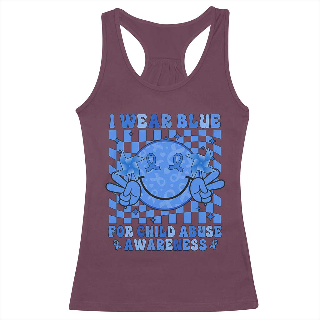 I Wear Blue For Child Abuse Awareness Month Racerback Tank Top