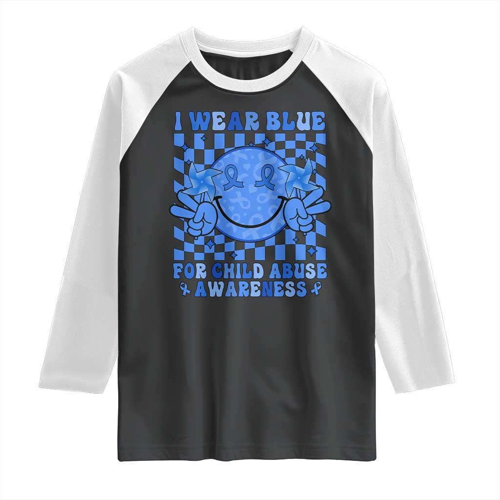 I Wear Blue For Child Abuse Awareness Month Raglan Shirt