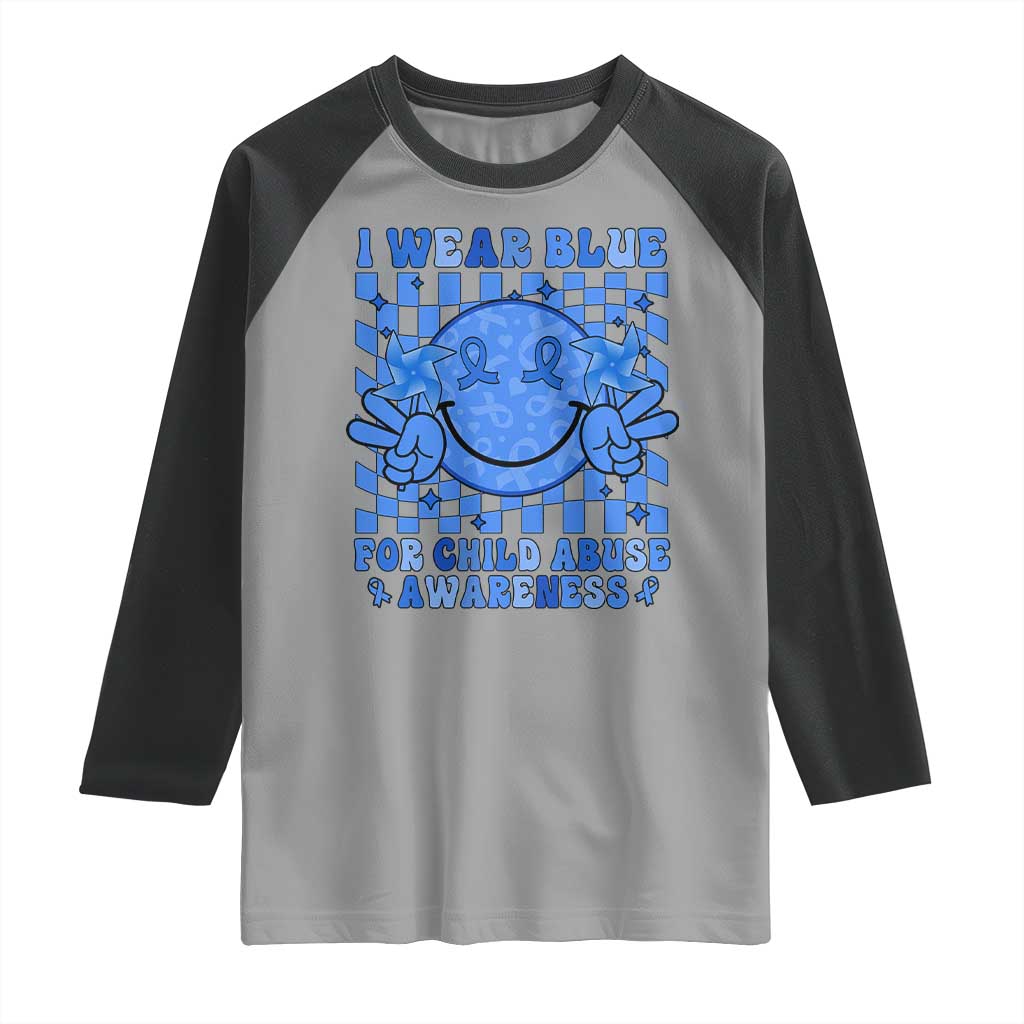 I Wear Blue For Child Abuse Awareness Month Raglan Shirt