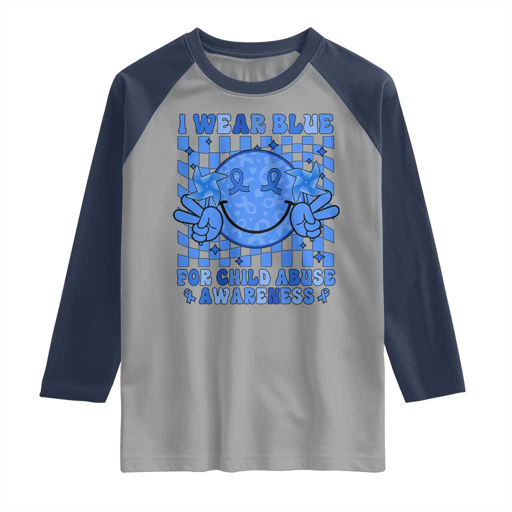 I Wear Blue For Child Abuse Awareness Month Raglan Shirt