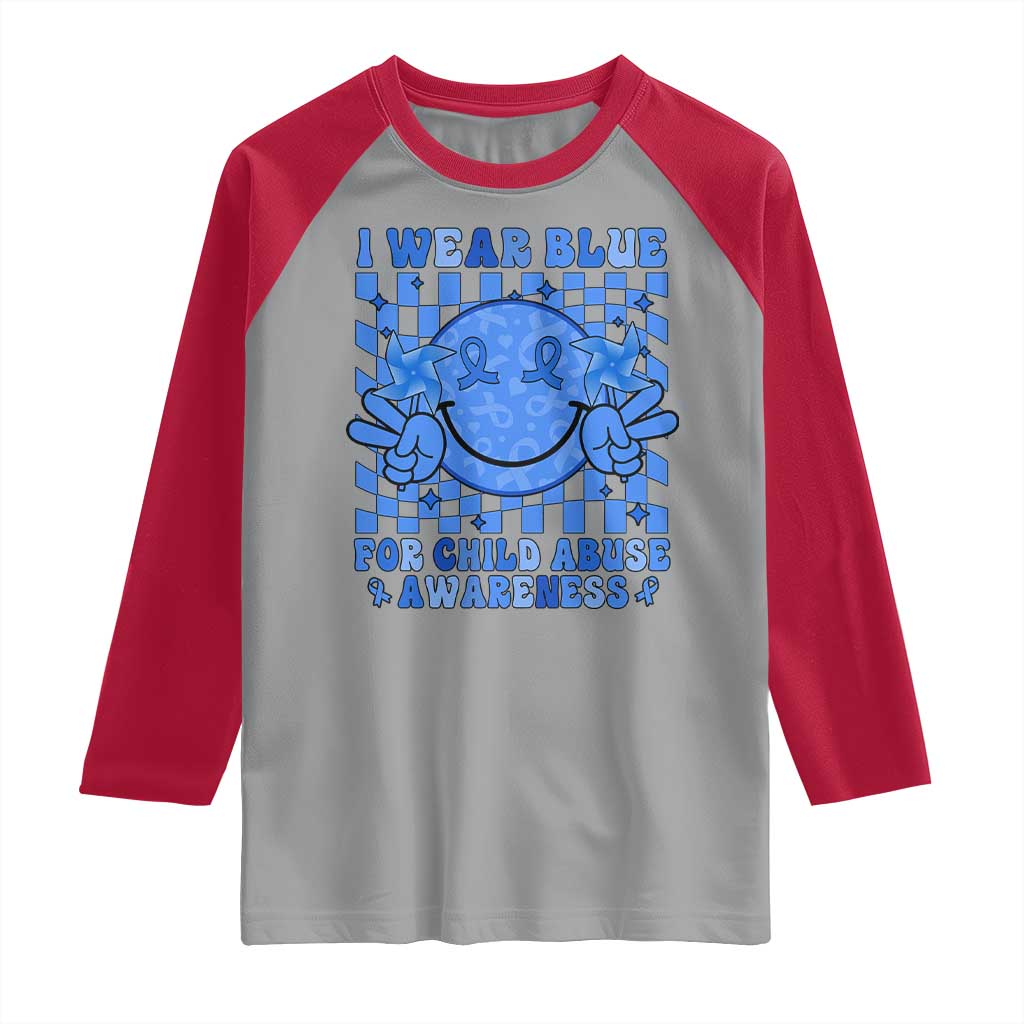 I Wear Blue For Child Abuse Awareness Month Raglan Shirt