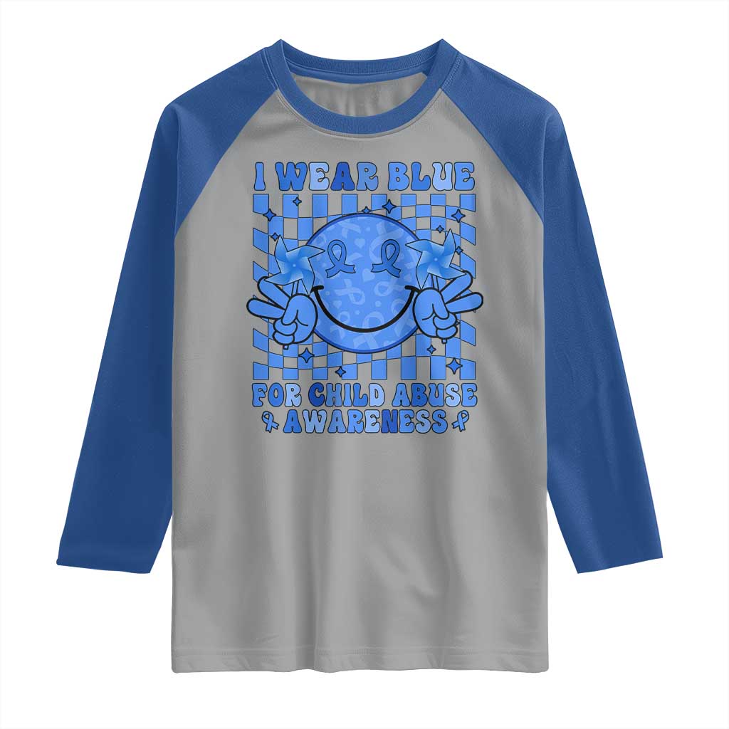 I Wear Blue For Child Abuse Awareness Month Raglan Shirt