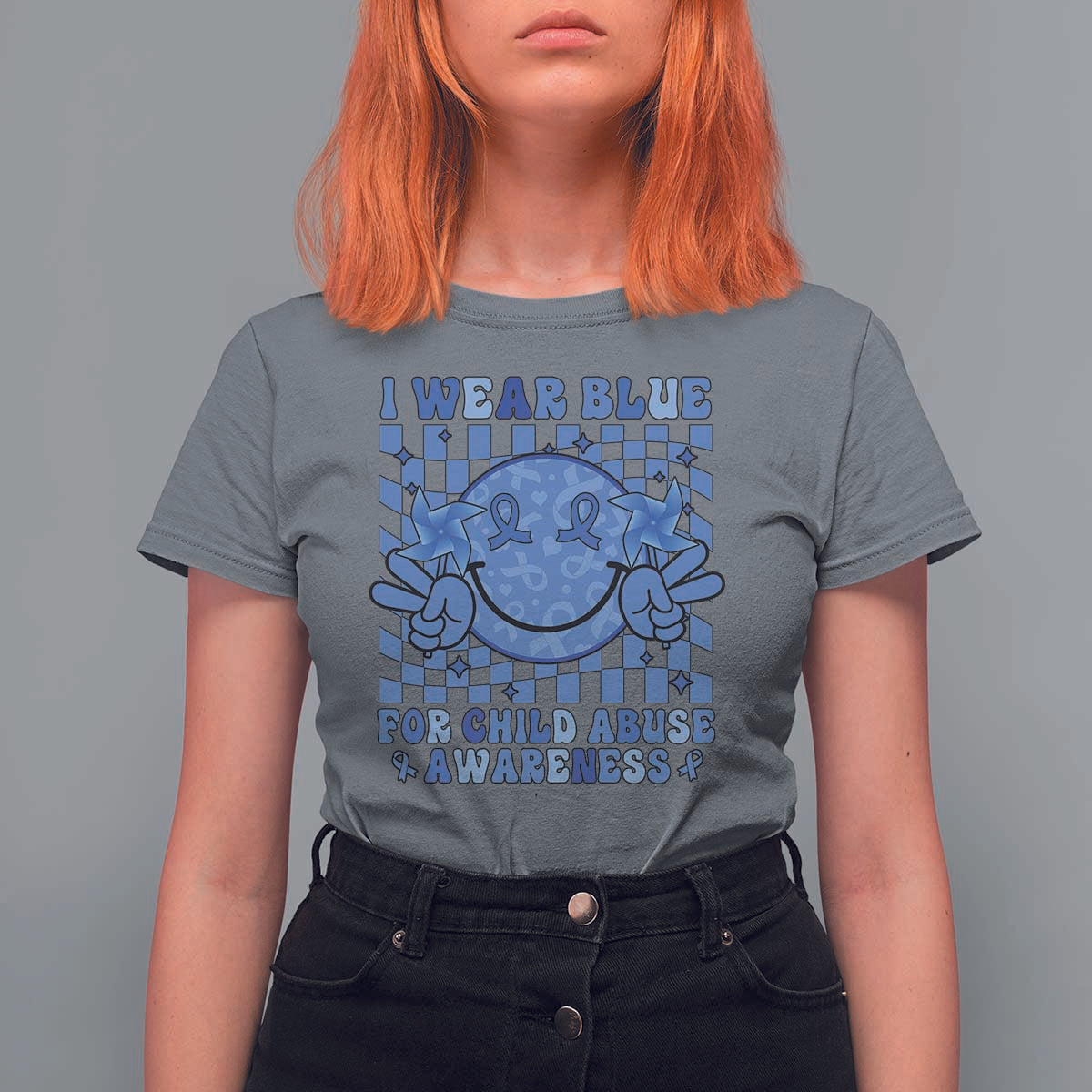I Wear Blue For Child Abuse Awareness Month T Shirt For Women