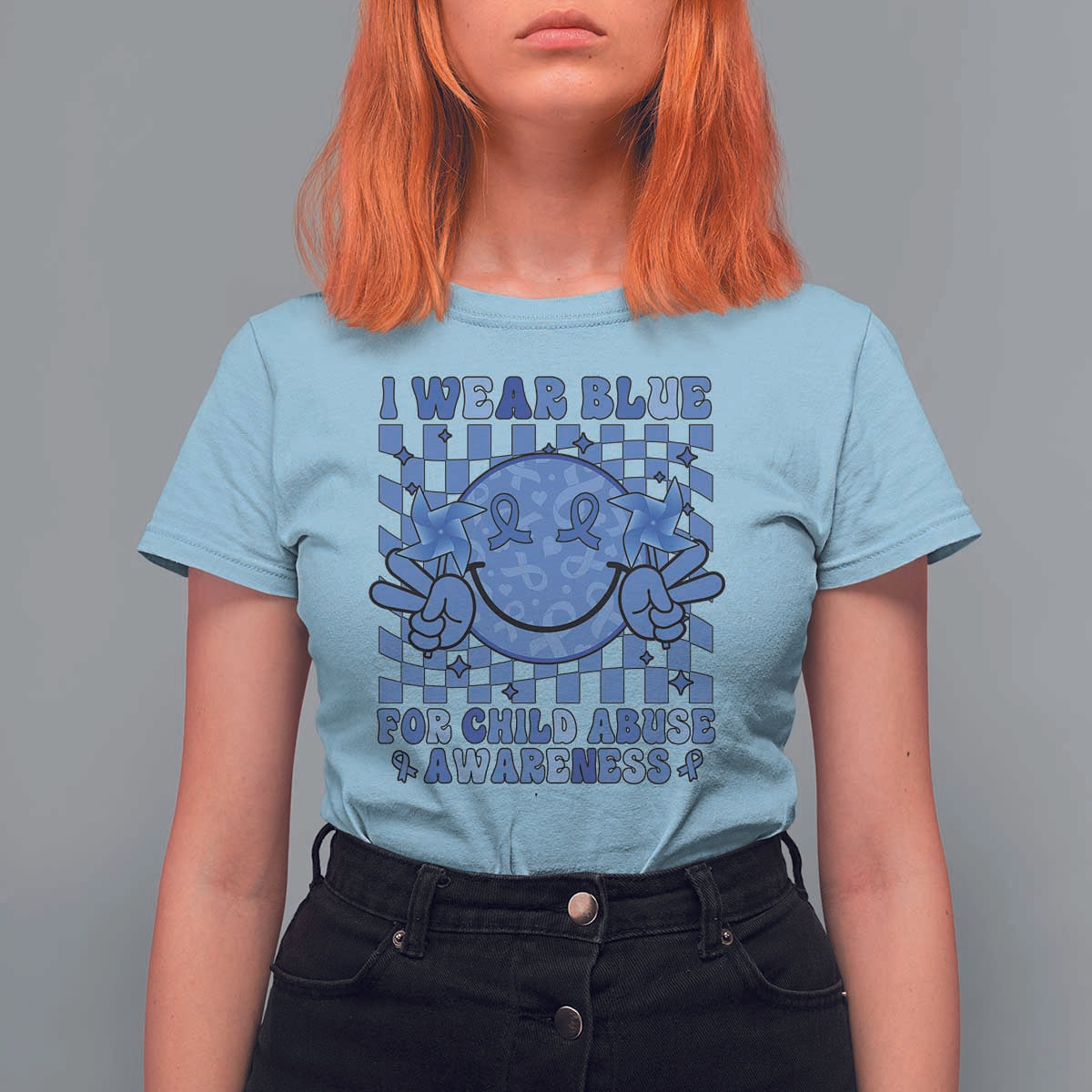 I Wear Blue For Child Abuse Awareness Month T Shirt For Women