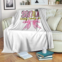 Funny Senior EST 2027 Graduation Throw Blanket Twenty Twenty Seven Pink Bow