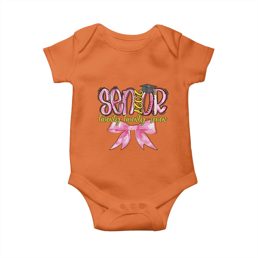 Funny Senior EST 2027 Graduation Baby Onesie Twenty Twenty Seven Pink Bow
