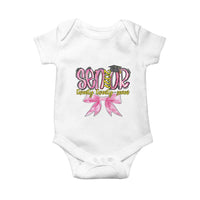 Funny Senior EST 2027 Graduation Baby Onesie Twenty Twenty Seven Pink Bow