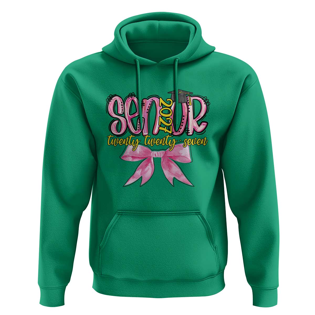 Funny Senior EST 2027 Graduation Hoodie Twenty Twenty Seven Pink Bow