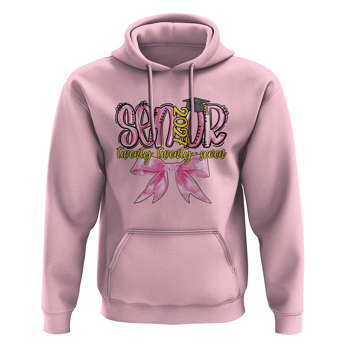 Funny Senior EST 2027 Graduation Hoodie Twenty Twenty Seven Pink Bow