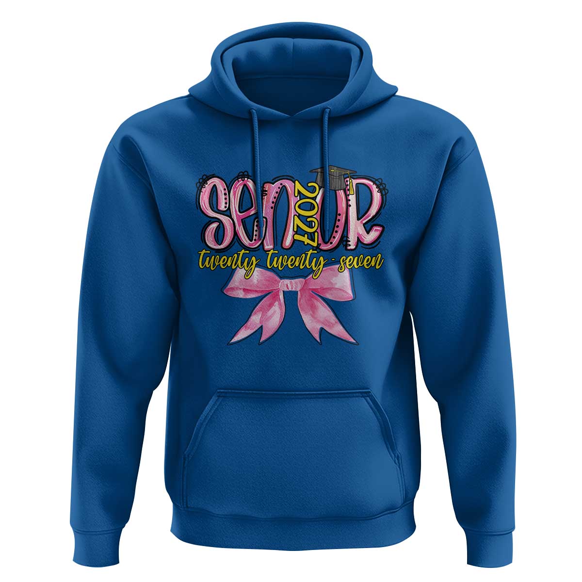Funny Senior EST 2027 Graduation Hoodie Twenty Twenty Seven Pink Bow