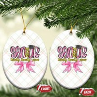 Funny Senior EST 2027 Graduation Ceramic Ornament Twenty Twenty Seven Pink Bow