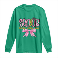 Funny Senior EST 2027 Graduation Long Sleeve Shirt Twenty Twenty Seven Pink Bow