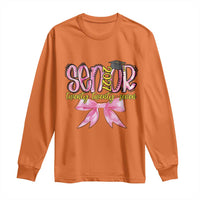 Funny Senior EST 2027 Graduation Long Sleeve Shirt Twenty Twenty Seven Pink Bow