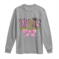 Funny Senior EST 2027 Graduation Long Sleeve Shirt Twenty Twenty Seven Pink Bow