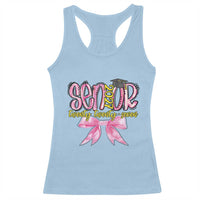 Funny Senior EST 2027 Graduation Racerback Tank Top Twenty Twenty Seven Pink Bow