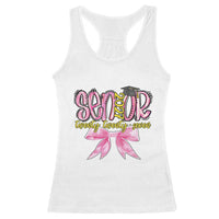 Funny Senior EST 2027 Graduation Racerback Tank Top Twenty Twenty Seven Pink Bow