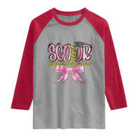 Funny Senior EST 2027 Graduation Raglan Shirt Twenty Twenty Seven Pink Bow