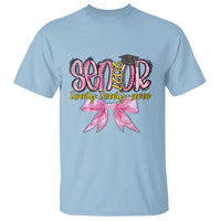 Funny Senior EST 2027 Graduation T Shirt Twenty Twenty Seven Pink Bow